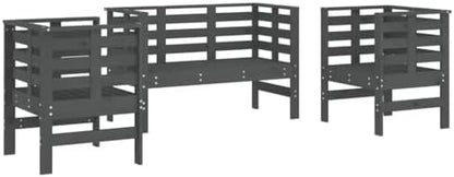 Trzyelementowy komplet wypoczynkowy do ogrodu z szarej sosny