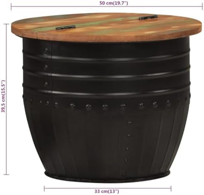 Czarny stolik kawowy 50 cm z drewna z odzysku