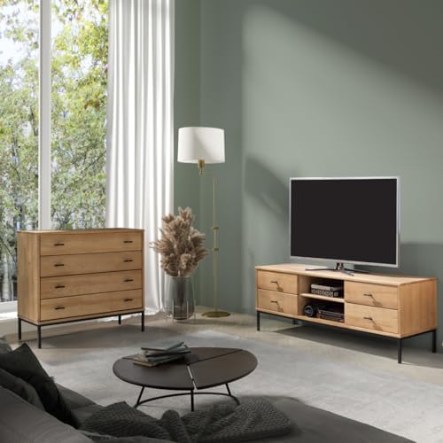 Komoda loftowa Sirio I 90 cm z drewna sosnowego i metalu