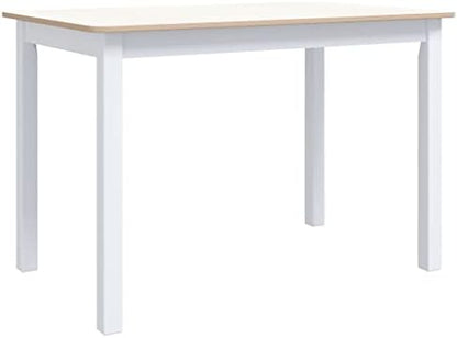 Biało-brązowy stół jadalniany 114×71 cm drewno kauczukowe